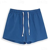 cheap Holiday-Men&#039;s Shorts Linen Shorts Summer Shorts Beach Shorts Drawstring Elastic Waist Straight Leg Plain Comfort Breathable Above Knee Casual Daily Holiday Fashion Classic Style Black White