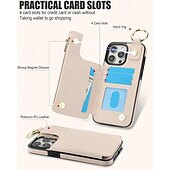 cheap iPhone Cases-Phone Case For iPhone 16 iPhone 15 Pro Max Plus iPhone 14 13 12 11 Pro Max Plus Mini SE Back Cover with Stand Holder Card Slot Ring Buckle Retro PC PU Leather