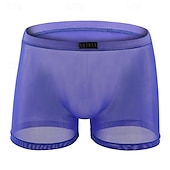 cheap Men&#039;s Boxers Underwear-Men&#039;s 1 PCS Boxers Underwear Boxer Shorts Mesh Nylon Breathable Soft Comfortable Plain Mid Rise Black White