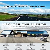 billige Bil-DVR-L1043 1080p Nytt Design / HD / med bakkamera Bil DVR 170 grader Bred vinkel 4 tommers IPS Dash Cam med Nattsyn / G-Sensor / Parkeringsmodus 4 infrarøde LED Bilopptaker