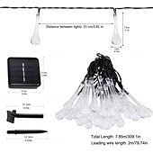 economico Luci di Halloween-6.5m 30leds luci della stringa solare goccia d&#039;acqua luci esterne impermeabili stringa di fata 8 modalità di illuminazione vacanza matrimonio giardino prato natale halloween decorazione del patio