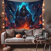 billige Halloween dekorasjon-halloween dekorasjoner grønne hodeskaller hengende billedvev veggkunst stor billedvev veggmaleri dekor fotografi bakteppe teppe gardin hjem soverom stue