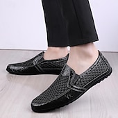 abordables Chaussures Décontractées Slip-On-Mocassins marron perforés pour homme, chaussures habillées décontractées et respirantes, style élégant et décontracté, parfaits pour la conduite, le bureau, les soirées et le quotidien professionnel.