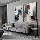 preiswerte Abstrakte Gemälde-handgemachtes blaues und rotes abstraktes Gemälde handgemachtes minimalistisches Gemälde auf Leinwand Gemälde moderne abstrakte Wandkunst Malerei handgemalt Wabi-Sabi Kunst Büro Gemälde Wandkunst