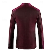 billige Blazere for menn-Herre Blazer Formell kveld Fritid / hverdag Søt Alle årstider 65%Cotton 35%Polyester Ensfarget / vanlig farge Paljetter Fritid Bryllup Enkeltkneppet Blazer Sølv Svart Rød Blå