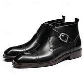 cheap Premium Leather Boots-Men&#039;s Premium Leather Buckle Ankle Boots - 100% Cowhide Zipper and Brogue Detailing for Formal and Casual Wear