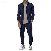 economico Tute da ginnastica-Per uomo Tuta Da Ginnastica Tuta da jogging 2 pezzi Zip intera Informale Autunno Manica lunga Traspirante Morbido Fitness Allenamento in palestra Corsa abbigliamento sportivo Abbigliamento sportivo