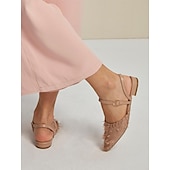 economico Ballerine da donna-Per donna Ballerine Mary Jane Da mare Ufficio Giornaliero Nappa Piatto Elegante Boemia Festività Raso Similpelle Listino alla caviglia Rosa polveroso Nero