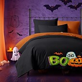 levne Sady přikrývek-kolekce halloween sada povlaků na přikrývky Jack o lucerna dýně 3dílná sada super měkká šetrná k pokožce s dlouhou životností