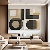 voordelige Schilderijen van landschappen-grote handgemaakte wandkunst schilderij wabi-sabi wandkunst bruin modern abstract schilderij op canvas minimalistische kunst zwart en beige kunst woonkamer decor