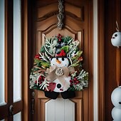 olcso Koszorúk, Girlandok és Díszek-karácsonyi koszorú kültéri bejárati ajtóhoz téli koszorú ablak fali dekoráció hóember szajré, hóember koszorú karácsonyi koszorú, művirág mikulás rattan gyűrű koszorúk karácsonyfa díszek füzér