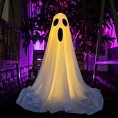 cheap Halloween Outdoor-Halloween Decorations Lighted Ghosts Outdoor Decoration Lights Yard Halloween Standing Ghost Lights Battery Operated Porch for Patio Spooky Atmosphere Decorations 1pc