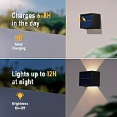 abordables Iluminación para pared exterior-Luces de pared solares exteriores a prueba de agua luces LED alimentadas por solar viga ajustable de arriba hacia abajo al aire libre a prueba de agua para porche patio jardín muro de contención