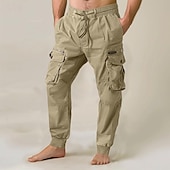 cheap Cargo Pants-Men&#039;s Cargo Pants Cargo Trousers Joggers Trousers Drawstring Elastic Waist Multi Pocket Plain Breathable Outdoor Full Length Casual Daily Going out Casual Tactical Black Royal Blue Micro-elastic