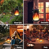 preiswerte Halloween Requisitenbeleuchtung-Solarlaternen für den Außenbereich, wasserdicht, flackernde Flamme, LED-Hängelaternen, dekorative Solarleuchten für den Außenbereich, für Garten, Terrasse, Weg, Hof, Halloween, Innen- und Außendekoration, 1 Stück