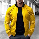 preiswerte Herrenjacken &amp; Herrenmäntel-Herren Bomberjacke übergangsjacke Täglich Leicht Tasche Frühling &amp; Herbst Klassisch Stehkragen Regulär Schwarz Gelb Rot Marineblau Königliches Blau Jacken