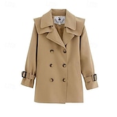 preiswerte Oberbekleidung-Mädchen 3D Feste Farbe Trenchcoat Mantel Oberbekleidung Langarm Frühling Herbst Strassenmode Sport Basic Polyester kinderkleidung 4-12 Jahre Täglich Urlaub Regular Fit