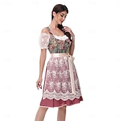 olcso Dirndl-Női Karneváli Oktoberfest Sör Jelmez Dirndl Trachtenkleider Szobalány Német München Wiesn Hagyományos Stílusú Ruhával Oktoberfestre