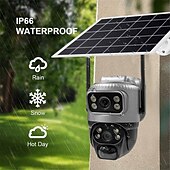 olcso Beltéri IP hálózati kamerák-dupla lencsés 4g kamera napelemes pir emberi érzékelés éjjellátó vízálló biztonsági videó ip camara 8mp 4k akkumulátoros CCTV monitor