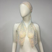 economico Accessori e altro-lussuosa fascia per capelli a maglia larga con strass - fascia elastica per turbante con cristalli e accenti scintillanti - perfetta per le donne in discoteca, rave party