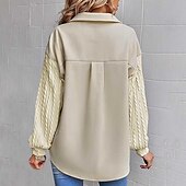cheap Shirt Jackets-Women&#039;s Coat Outdoor Street Daily Spring Fall Long Coat Regular Fit Windproof Breathable Stylish Contemporary Casual Jacket Long Sleeve non-printing Plain with Pockets Black Apricot