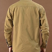 voordelige westernhemden voor heren-Voor heren Koe afdrukken Werkhemden Westers overhemd Cargoshirt Lange mouw Casual Tactisch Sport &amp; Outdoor Uitgaan Winter Lente &amp; Herfst Strijkijzer Afdrukken Leger Groen blauw Khaki