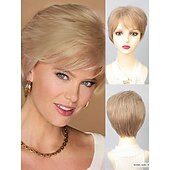 voordelige Synthetische trendy pruiken-Synthetische pruiken Natuurlijk recht Korte bob Zijdeel Pruik 25.4 cm Lichtgoud Synthetisch haar Dames Meerkleurig