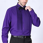 voordelige strijkvrije overhemden voor heren-Voor heren Overhemd Overhemd met knopen Effen Bruiloft Feest Zwart Geel Rood Blauw Lange mouw Revers Lente &amp; Herfst Kleding