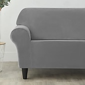 baratos Cobertura de Sofa-capa completa de veludo para sofá capa de sofá pelúcia e extensível tecido macio e durável com tudo incluído - fácil de instalar limpo - perfeito para proteger e melhorar seu sofá