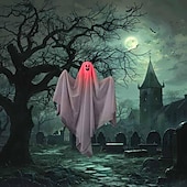 tanie Oświetlenie rekwizytów na Halloween-świecące duch dekoracje na halloween na zewnątrz led wiszące duch dla drzew upiorny oświetlony duch wodoodporne wiszące wystrój halloween ozdoby choinkowe do domu patio stoczni trawnik drzewo