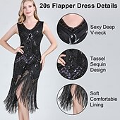 economico Abiti degli anni '20-Set Anni Ruggenti Anni 1920 Lunghezza al ginocchio Vestito Abito Flapper Abiti con accessori Senza maniche Il grande Gatsby Charleston Invitato al matrimonio Paillettes Frangia con nappe Piuma Scollo