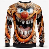 economico Stampa animale-Per uomo Divertente Felpe Felpa Manica lunga Felpa Girocollo Di tendenza Cowboy Stampa 3D Autunno Inverno