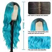 baratos Perucas de festa-Peruca Longa e Ondulada para Mulheres com Parte Central Curly Wavy Peruca Sintética de Fibra Resistente ao Calor Fantasia de Halloween