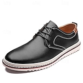 baratos Casual-sapatos masculinos casuais azul marinho - elegantes oxfords de couro com cordões e sola branca para negócios e uso diário