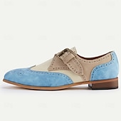 preiswerte Halbformell-Zweifarbige Oxford-Schuhe im Vintage-Stil für Herren aus Wildleder und Leder mit Brogue-Details und Schnallenriemen – perfekt für formelle und halbformelle Anlässe