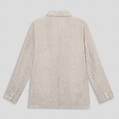billiga Herrarnas Elite Ytterkläder-Herr Kavajjacka Bröllop Fest Ledigt Elegant Semester Sommar Vår Linne Ensfärgat Enkelknäppt med Två Knapphål Blazer Blå Beige