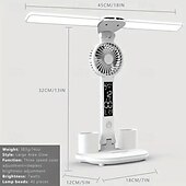 cheap Household Appliances-Multi-Functional Eye Protection Desk LED Lamp Study Lamp with Electric Fan Plug-In Operation White