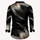 cheap Men&#039;s Satin Shirt-Men&#039;s Shirt Dress Shirt Button Up Shirt Long Sleeve Fashion Casual Party Evening Wear Causal Casual Summer Spring Fall Turndown Button Up 3D Print Black