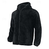 baratos Casacos &amp; Sobretudos para Homem-Homens Jaqueta de Inverno Jaqueta polar polar Jaqueta casual Diário Férias Térmico / Quente Bolsos Outono &amp; inverno Tecido Moda Roupa de rua Com Capuz Padrão Preto Azul Marinha cáqui Cinzento Escuro