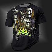cheap Skull &amp; Bone-Men&#039;s Skull T shirt Short Sleeve T shirt 3D Print Crew Neck Shirt Punk Cool Designer Street Daily Sports Red Blue Orange Summer Spring Clothing Apparel S M L XL 2XL 3XL