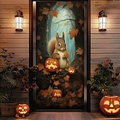 billige Halloween dørdeksler-halloween dørdekorasjoner halloween dørdeksler svart katt gresskar dør billedvev dør gardin dekorasjon bakteppe dør banner for inngangsdør gårdshus ferie fest dekor forsyninger
