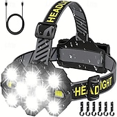 abordables Phares avant-Lampe frontale rechargeable 10 LED torches frontales super lumineuses 22 000 lumens 10 modes lampe frontale ipx4 mains libres capacité mains libres idéale pour le camping et le cyclisme