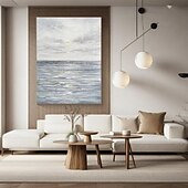 abordables Peintures paysages-peinture à l&#039;huile de vague d&#039;océan art mural fait à la main peinture bleue grise peinture à l&#039;huile de vague énorme vagues de mer peinture texturée 3d peinture abstraite paysage de plage peinture à