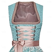 economico Dirndl-Carnevale Birra Oktoberfest Costume Vestito Dirndl Abiti tradizionali Cameriera Bavarese Tedesco Monaco di Baviera Prati Per donna Panno in stile tradizionale