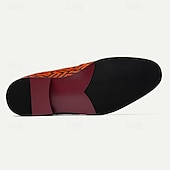 abordables Mocasines de cuero de primera calidad-Mocasines estampados de diseñador para hombre: elegantes zapatos de vestir planos con un diseño único en naranja y negro para salidas formales e informales.