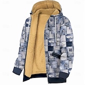 economico Schema Geometrico-Per uomo A quadri Felpa con cappuccio Felpe Felpa Felpa con cappuccio in pile Manica lunga Felpa con cappuccio Girocollo Di tendenza Stampa 3D Blu Autunno Inverno progettista