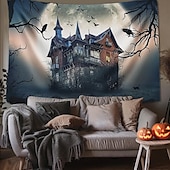 olcso halloween faliszőnyegek-halloween dekorációk gobelin jack o lámpás tök dekor fal művészet nagy függő gobelin falfestmény dekoráció fénykép háttér takaró függöny otthon hálószoba nappali koponya csontváz denevér temető