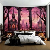 billiga Halloween dekoration-rosa halloween dekorationer fönsterhängande gobeläng väggkonst stor gobeläng väggmålning dekor fotografi bakgrund filt gardin hem sovrum vardagsrum dekoration