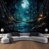 cheap Forest Tapestry-Trippy Forest Hanging Tapestry Wall Art Large Tapestry Mural Decor Photograph Backdrop Blanket Curtain Home Bedroom Living Room Decoration