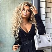 economico Parrucche trendy sintetiche-parrucche marroni per le donne parrucche bionde lunghe oro chiaro parrucche rosa ombre capelli sintetici capelli evidenziati parrucche scure radici 26 pollici